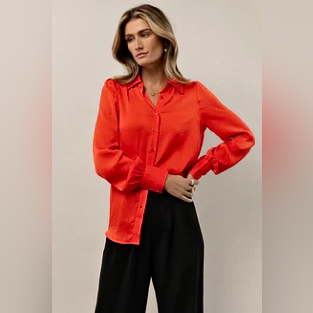 Bohme Tiffany Button Down Elegant Orange Women's Blouse Size Small Like New 🧡